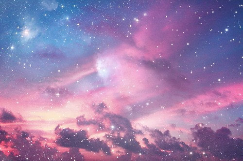Stars layered on pink/blue clouds