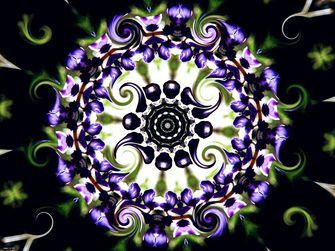 Green Backdrop With Purple Kaleidoscope Like Swirls Towards a Circular Centre